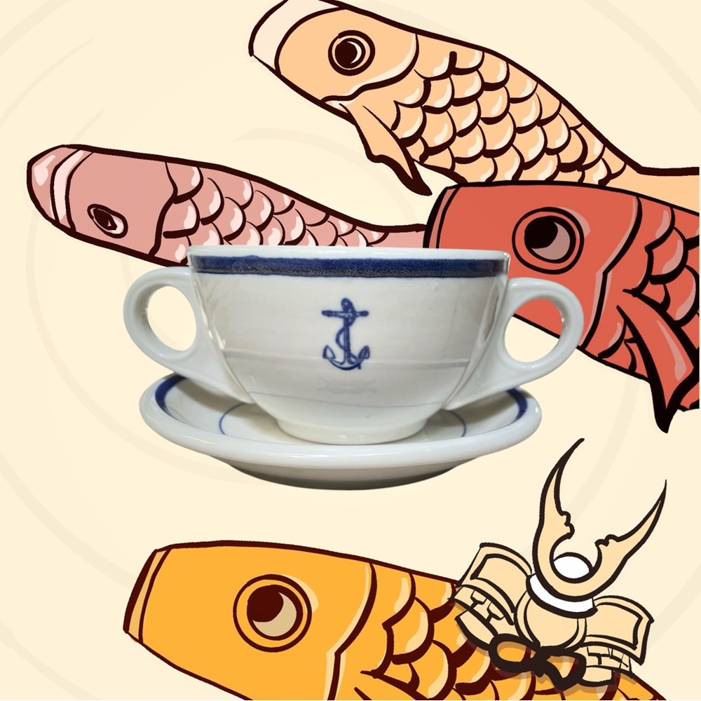 RARE Vintage US Navy Fouled Anchor China Double Handled Coffee Cup & Saucer - Picture 7 of 7